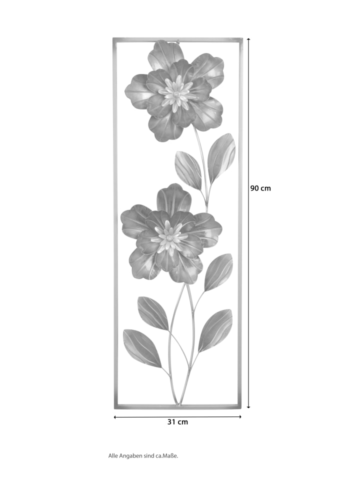 möbel-direkt Wanddekoration Blumen in gold/silber und rot lackiert günstig kaufen 1 Stück