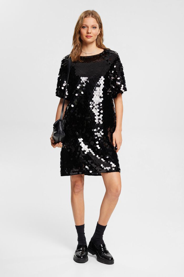 Minikleid mit großen Pailletten, LENZING™ ECOVERO™