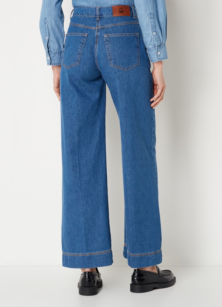 Benetton High waist wide leg jeans with dark wash