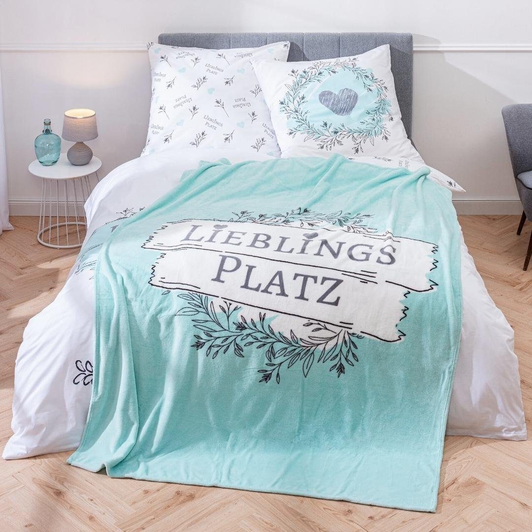 Wohndecke Lieblingsplatz 150x200 cm, weich und kuschelig, passend zur Bettwäsche, MTOnlinehandel, Fleece-Decke Sofadecke Überwurf Plaid in mint