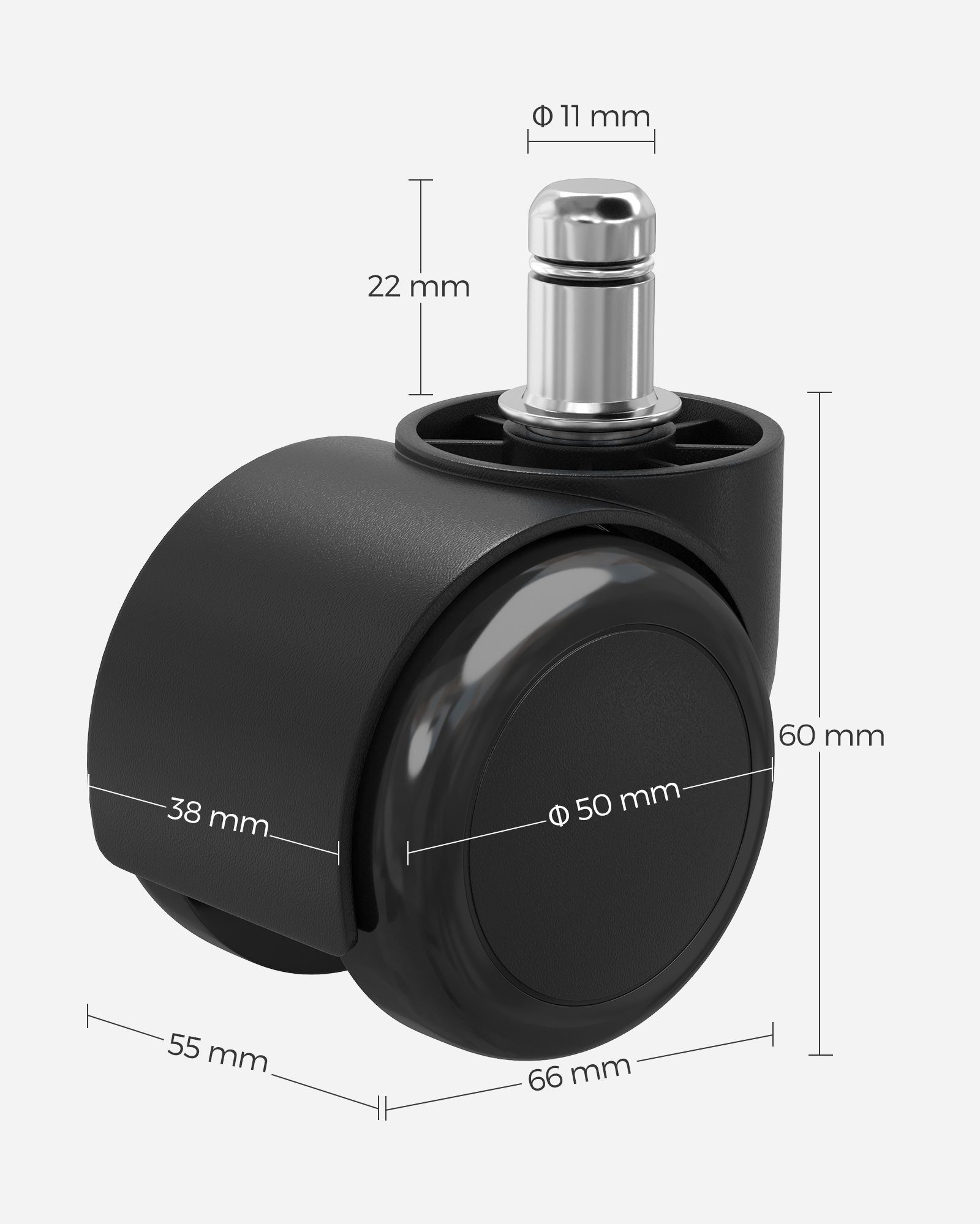 SONGMICS Stuhlrolle, (5-St), 50 mm Räder, 11 mm x 22 mm