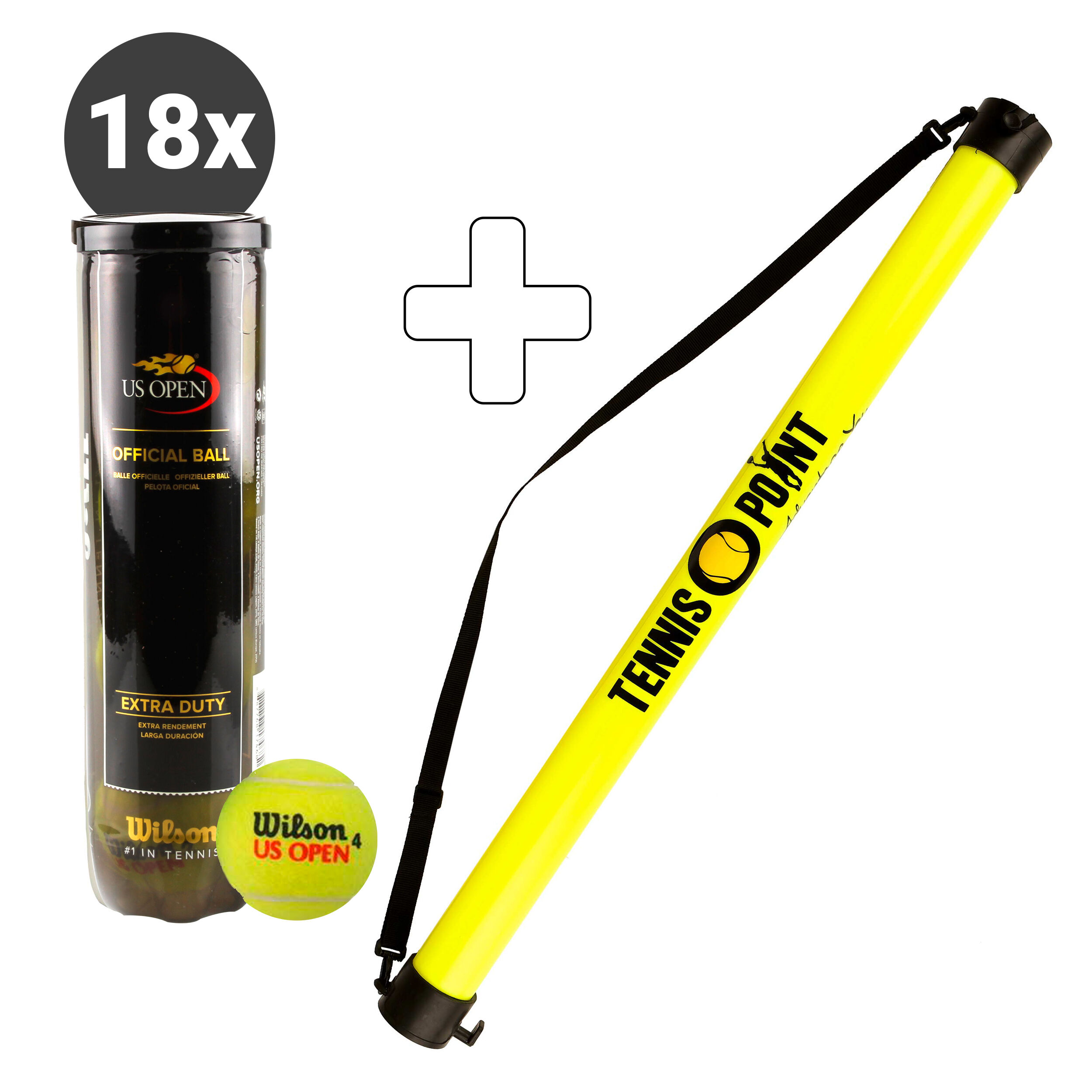 US Open 18x 4er Dose Plus Ballsammelröhre