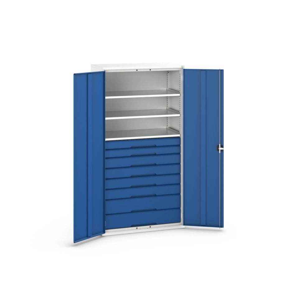 Bott 16926577.11 Verso rendszerszekrény 1050x550x2000mm 3 polc 8 fiók RAL 5010