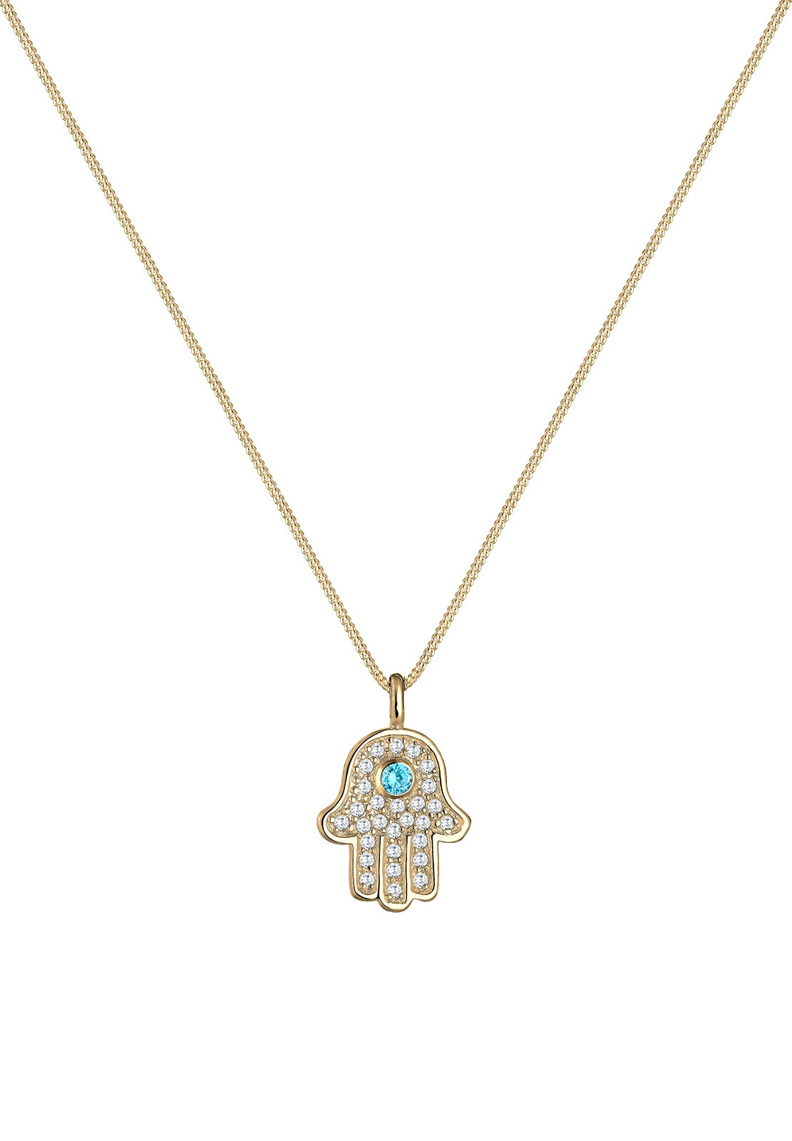 Elli Women's Plain Hamsa Hand Pendant with Cubic Zirconia Crystals in 925 Sterling Silver