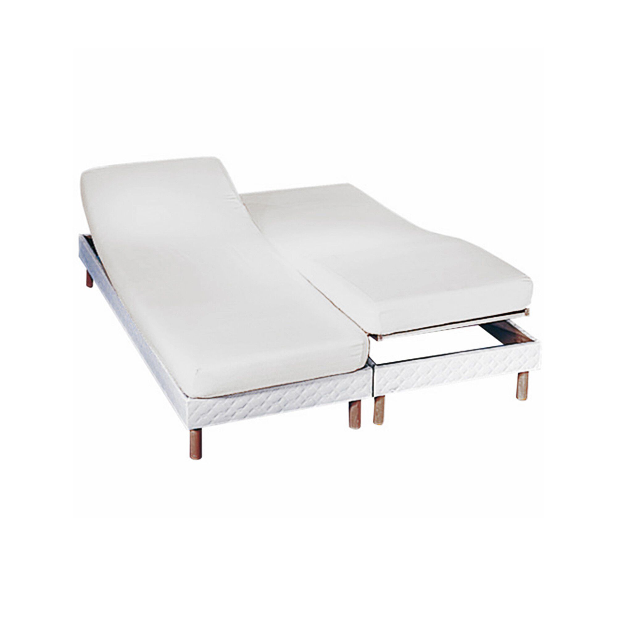 Drap-housse uni sommier articulé flanelle bonnets 26 cm