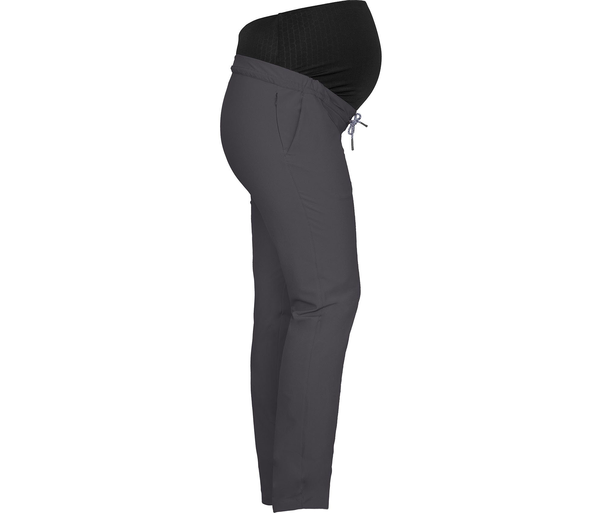 Bergson Outdoorhose SALLA Umstandshose Damen Schwangerschaftshose, elastischer Überbauchbund, recycelt, Normalgrößen, grau