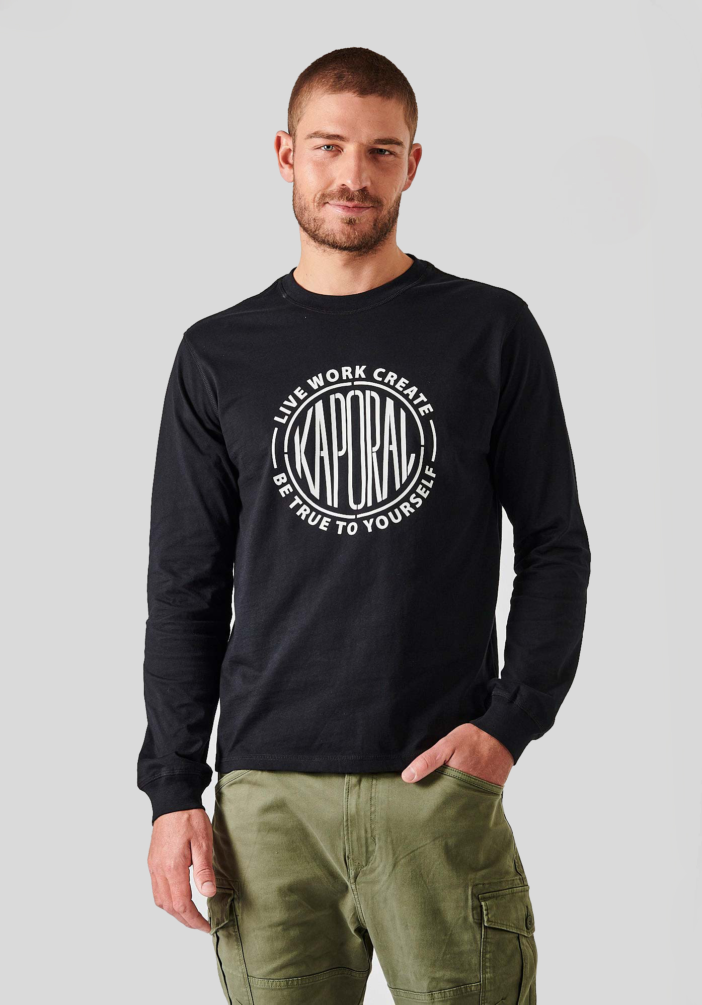 BOLLI  T-shirt noir homme 100% coton
