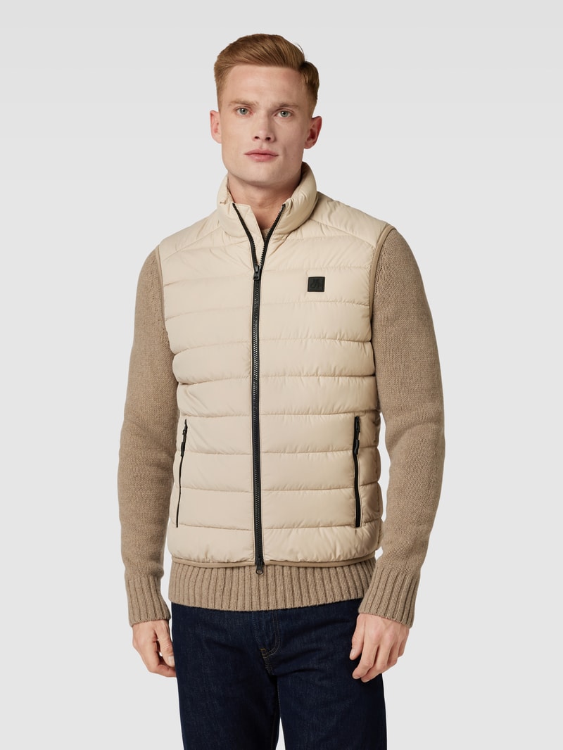 Steppweste mit Stehkragen in beige