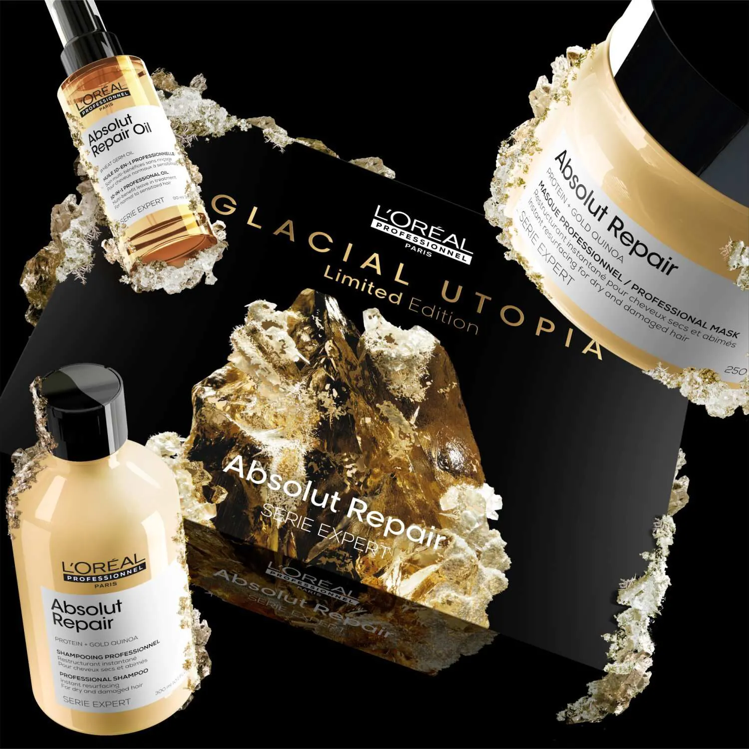 L'Oréal Professionnel Paris Absolut Repair Trio Sæt: Shampoo + Maske + Olie