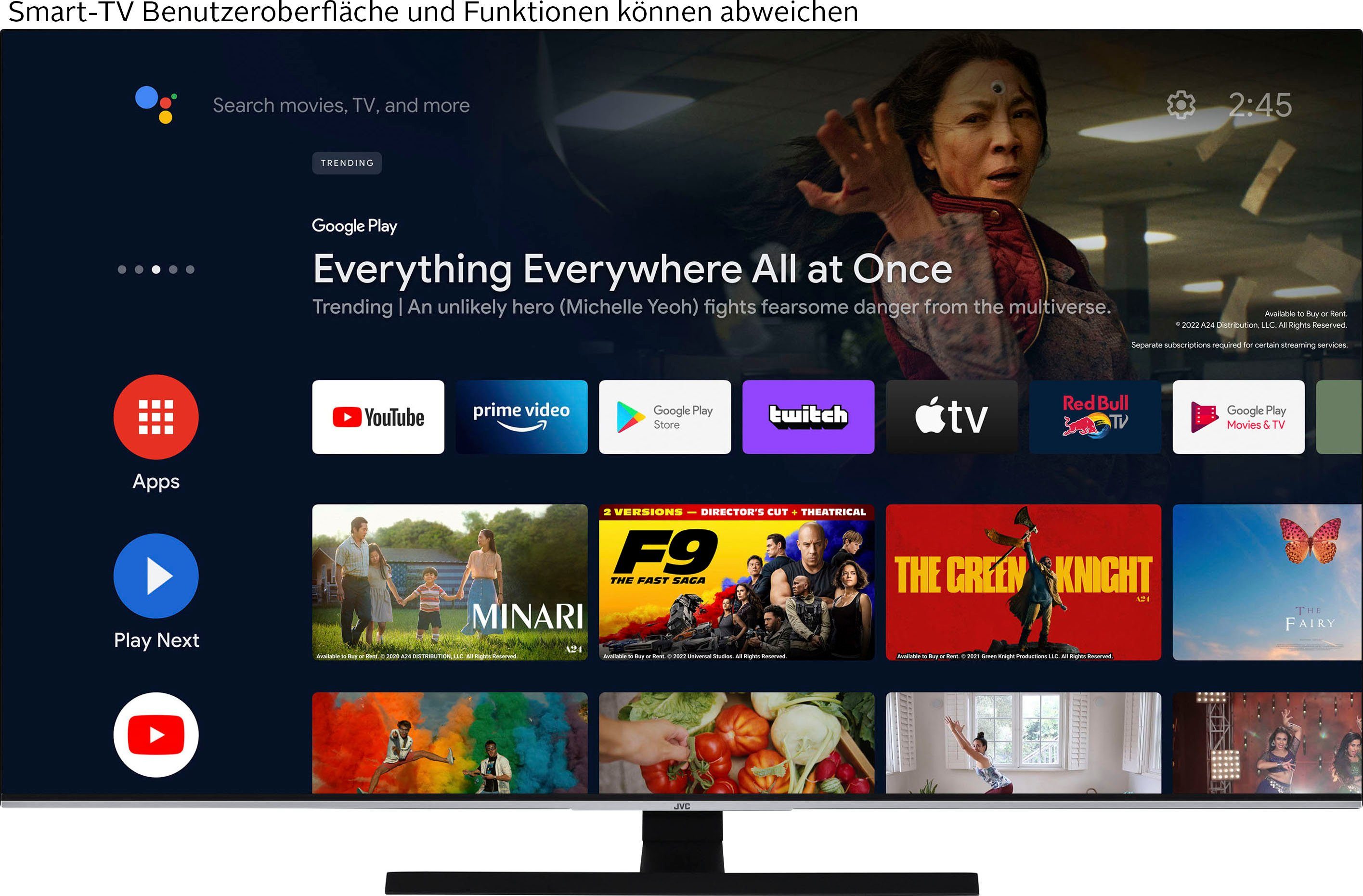 JVC LT-65VAQ7255 QLED-Fernseher (164 cm/65 Zoll, 4K Ultra HD, Android TV, Smart-TV)
