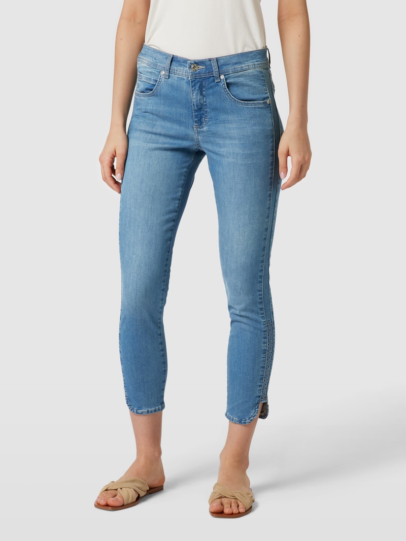 Jeans mit Label-Patch Modell 'ORNELLA' in blau