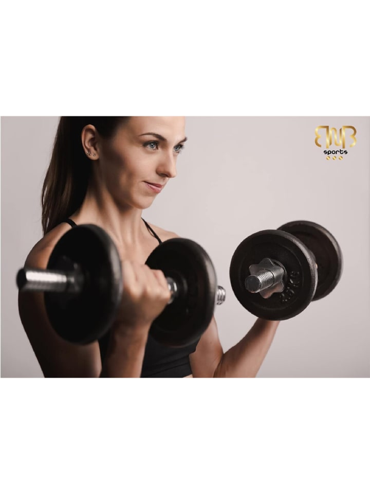 BnB Sports´ Bodybuilding Hantel 15 kg, Gewichtstraining, Gusseisen in Schwarz günstig kaufen 1