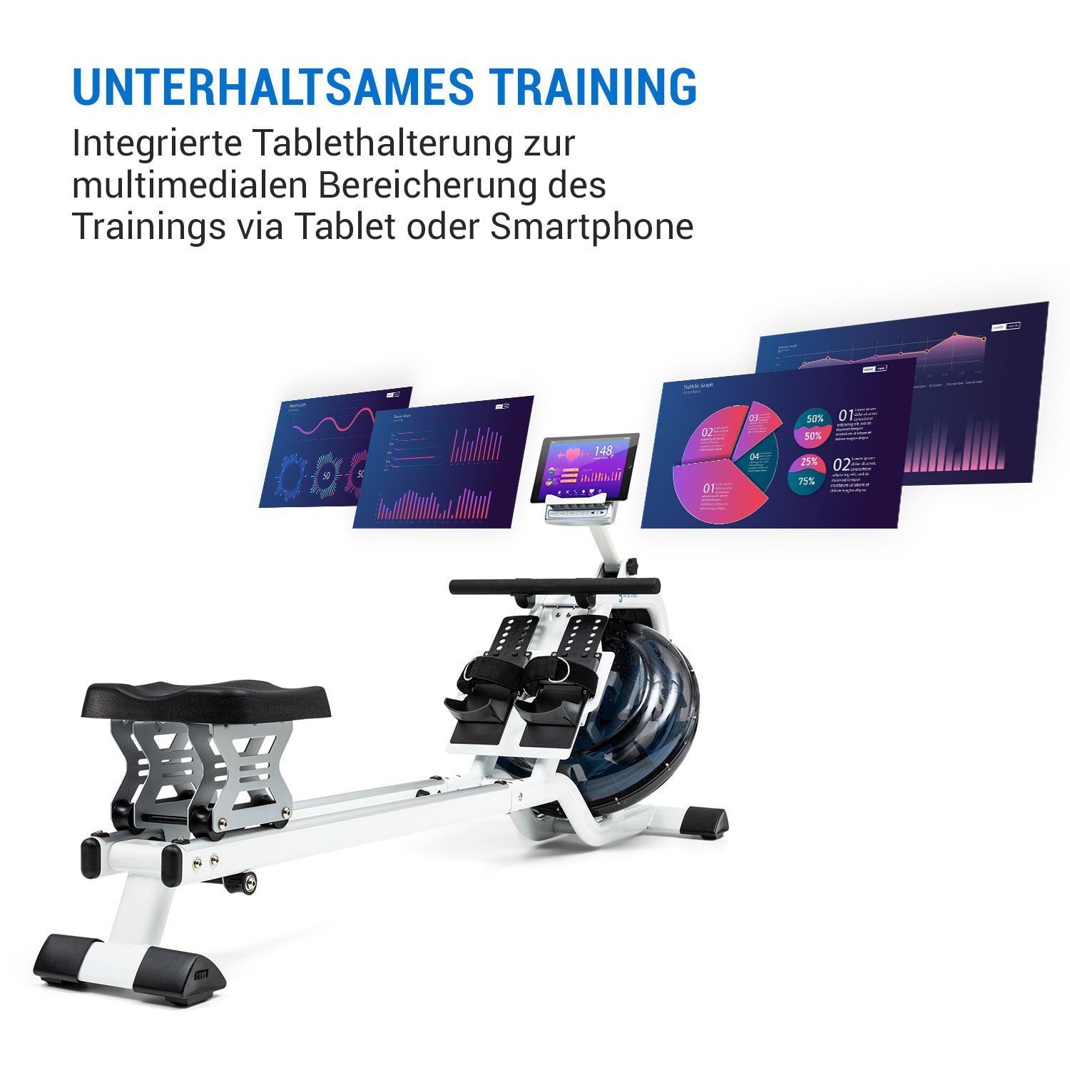 Capital Sports Rudermaschine Flow M2 Wasserrudergerät inkl. Trainingscomputer bis 150 kg