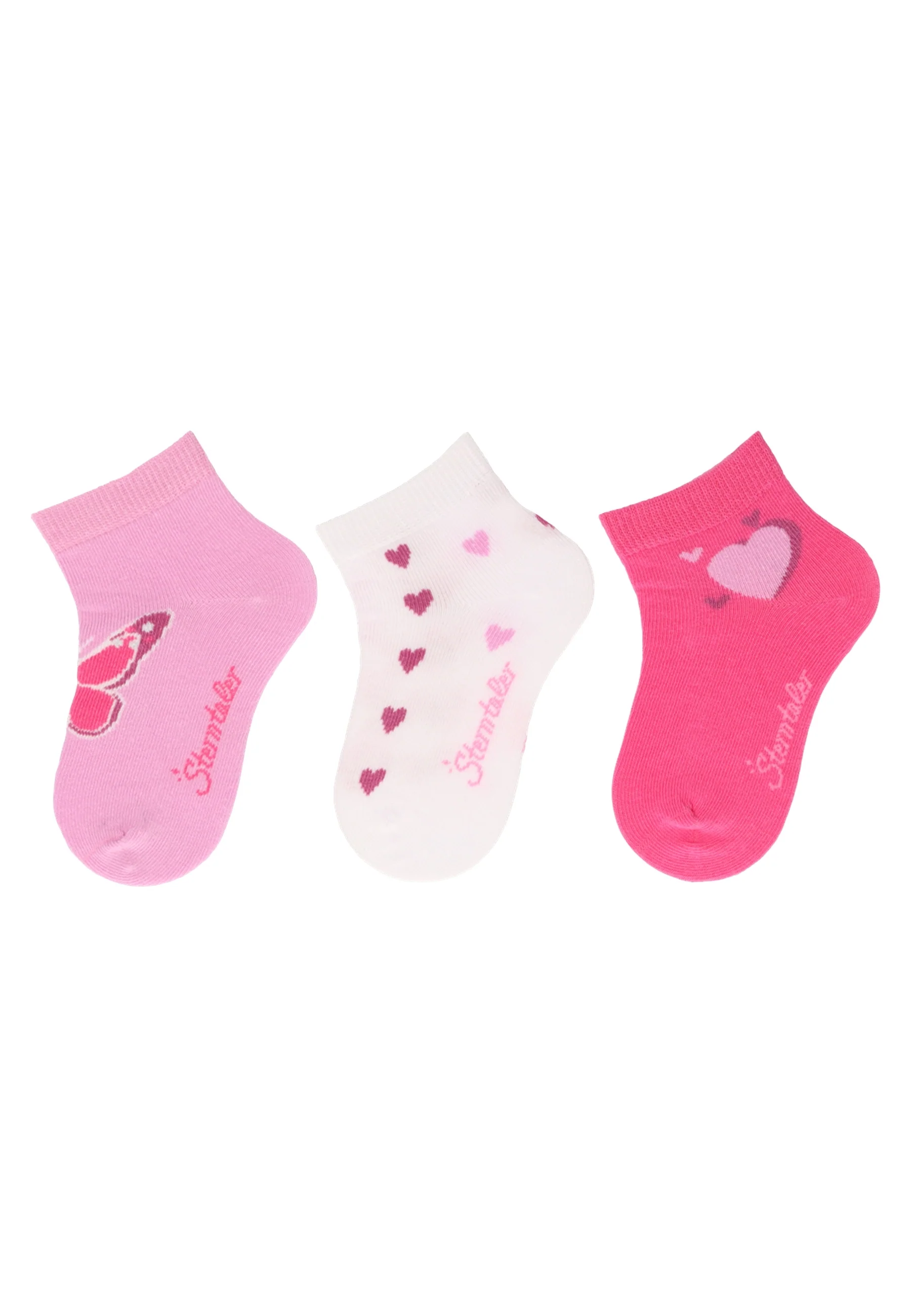 Socken im 3er Pack mit Motiv Herz in versch. Farben