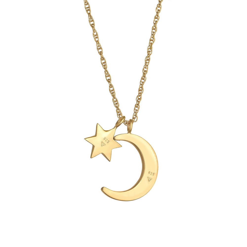 Elli Elli Collier Femme demi-lune étoile pendentif Astro avec opale synthétique en arg collier