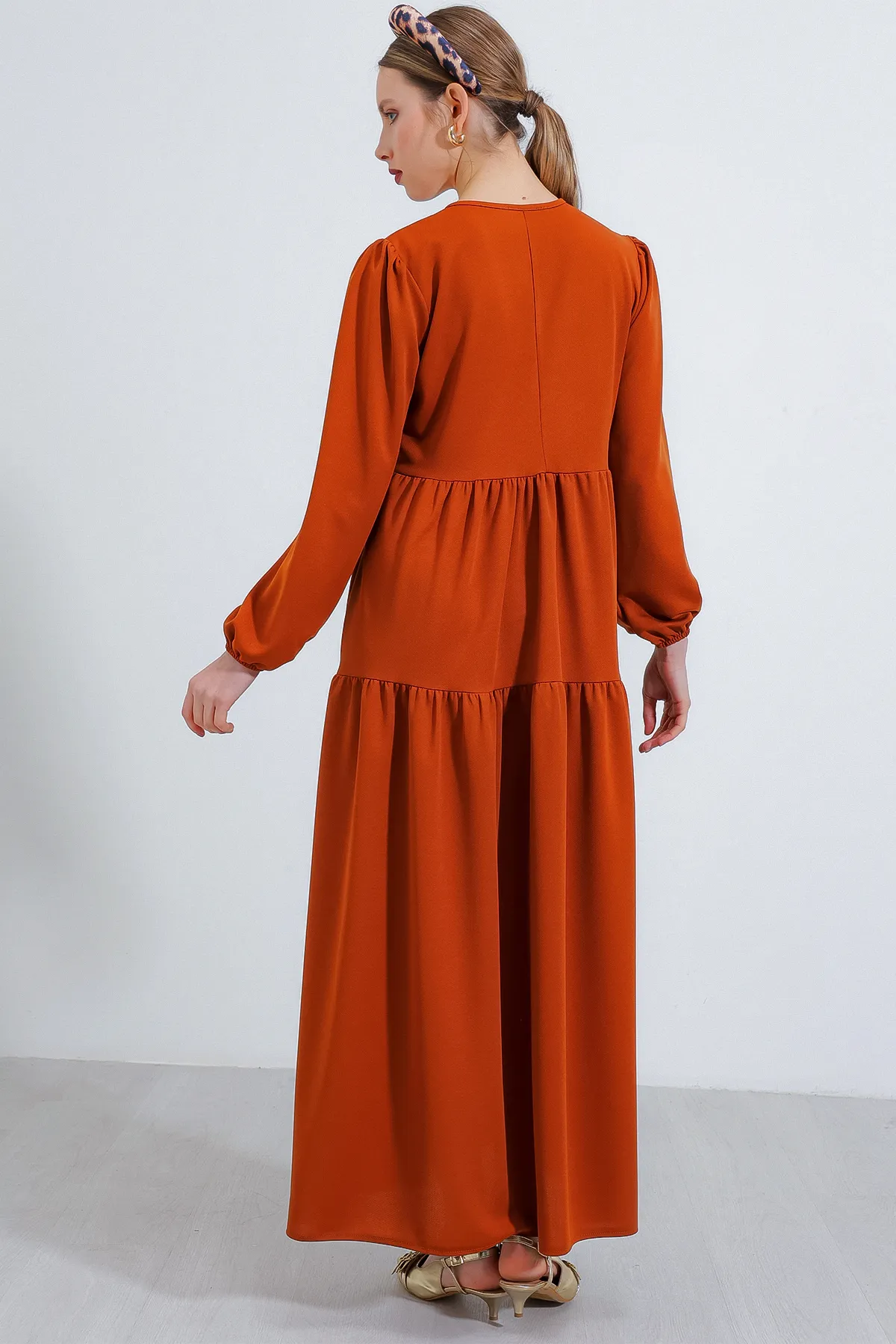 Bigdart  Hellbraunes langes gestricktes Hijab-Kleid für Damen 2482