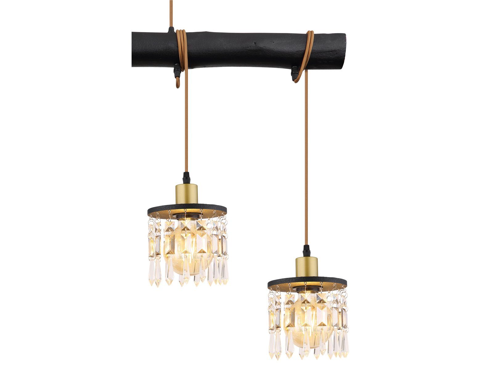 meineWunschleuchte LED Pendelleuchte, LED wechselbar, warmweiß, ausgefallene Designer Holzbalken Lampe für übern Esstisch hängend 85cm