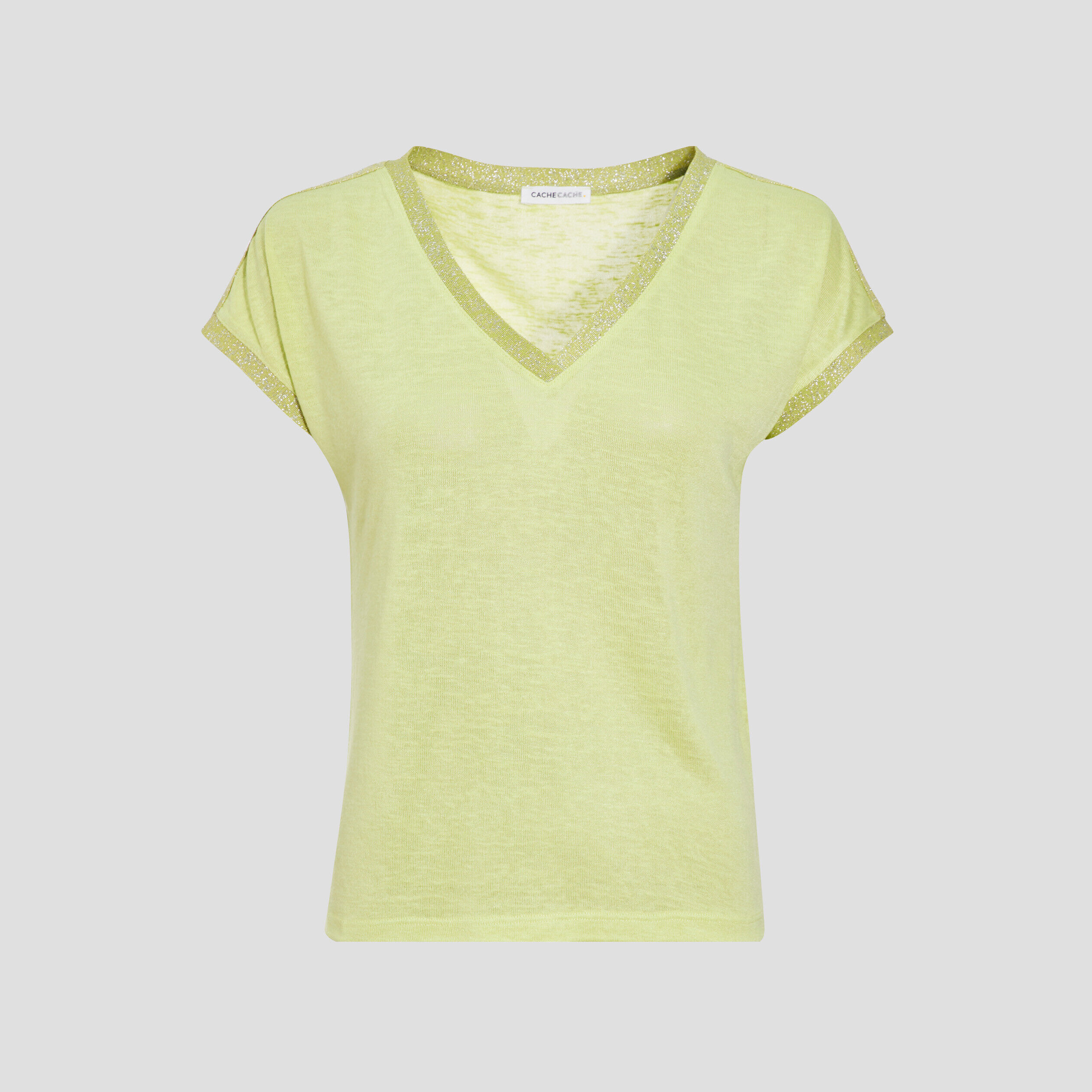 T-shirt manches courtes vert fluo femme | Cache Cache