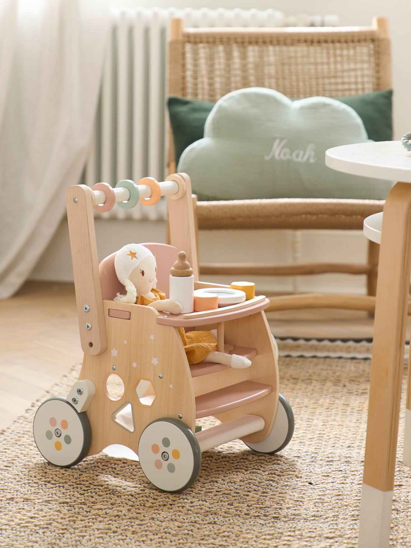 Chariot de marche poussette en bois FSC® vert
