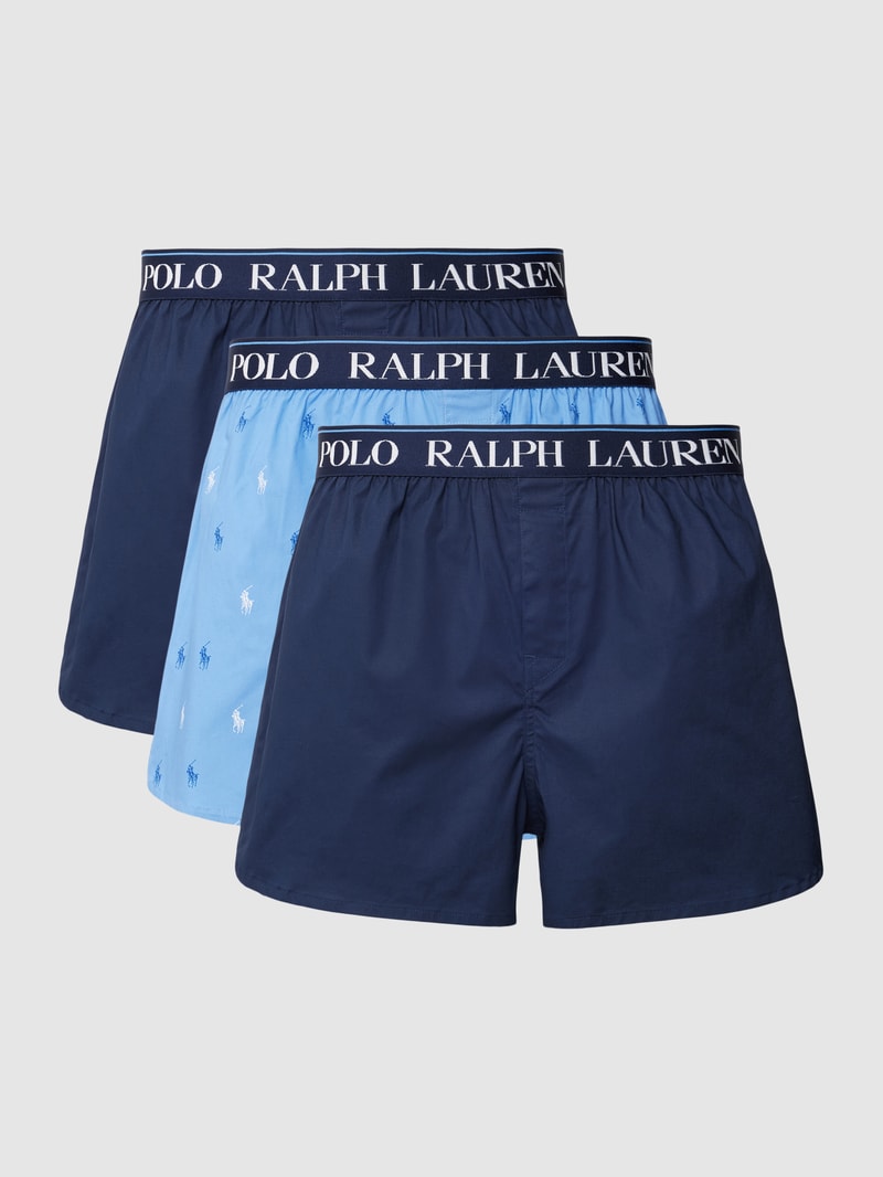 Boxershorts mit Logo-Muster im 3er-Pack in blau