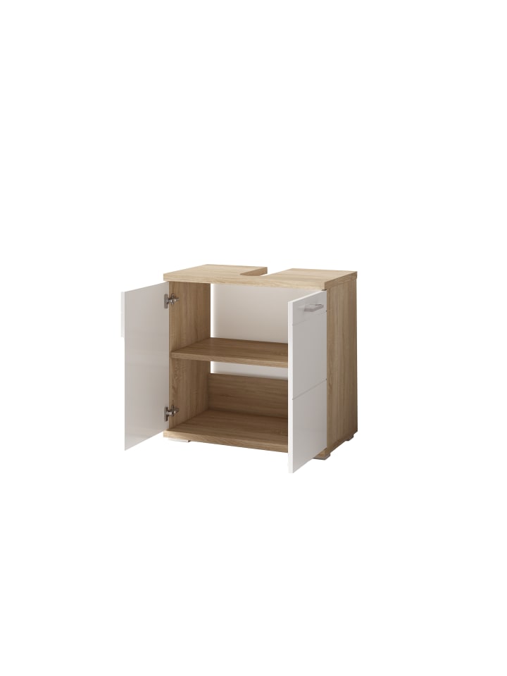byLiving Waschbeckenunterschrank NEBRASKA in Sonoma Eiche / Weiß - (B) 60 x (H) 59 x (T) 31,5 cm günstig kaufen onesize