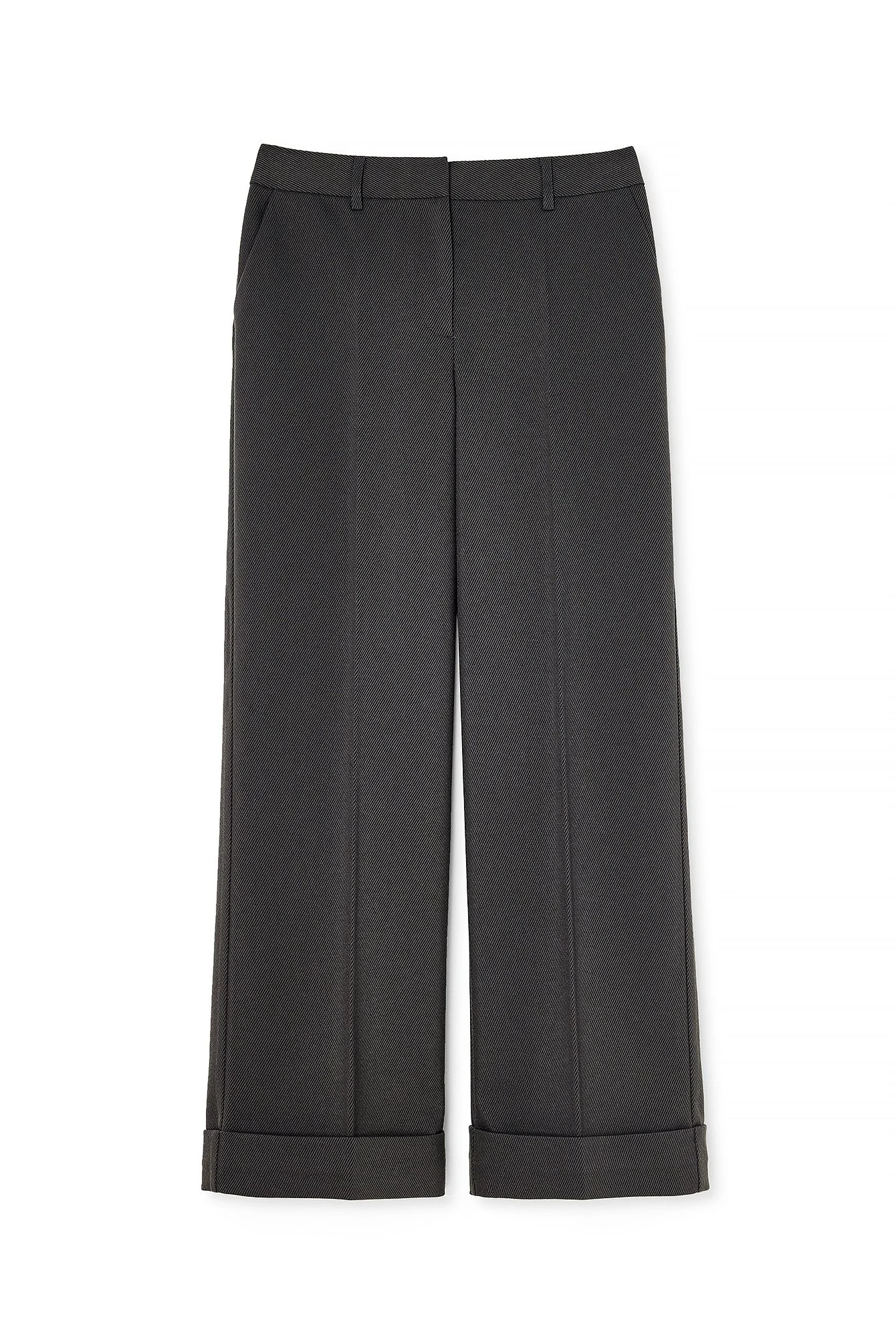 Krempelbare Twill-Anzughose mit mittlerer Taille