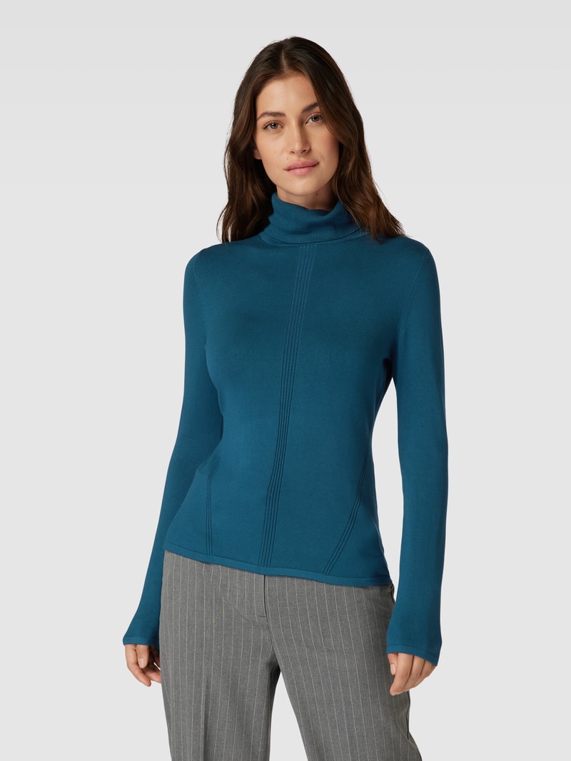 Strickpullover mit Rollkragen in petrol