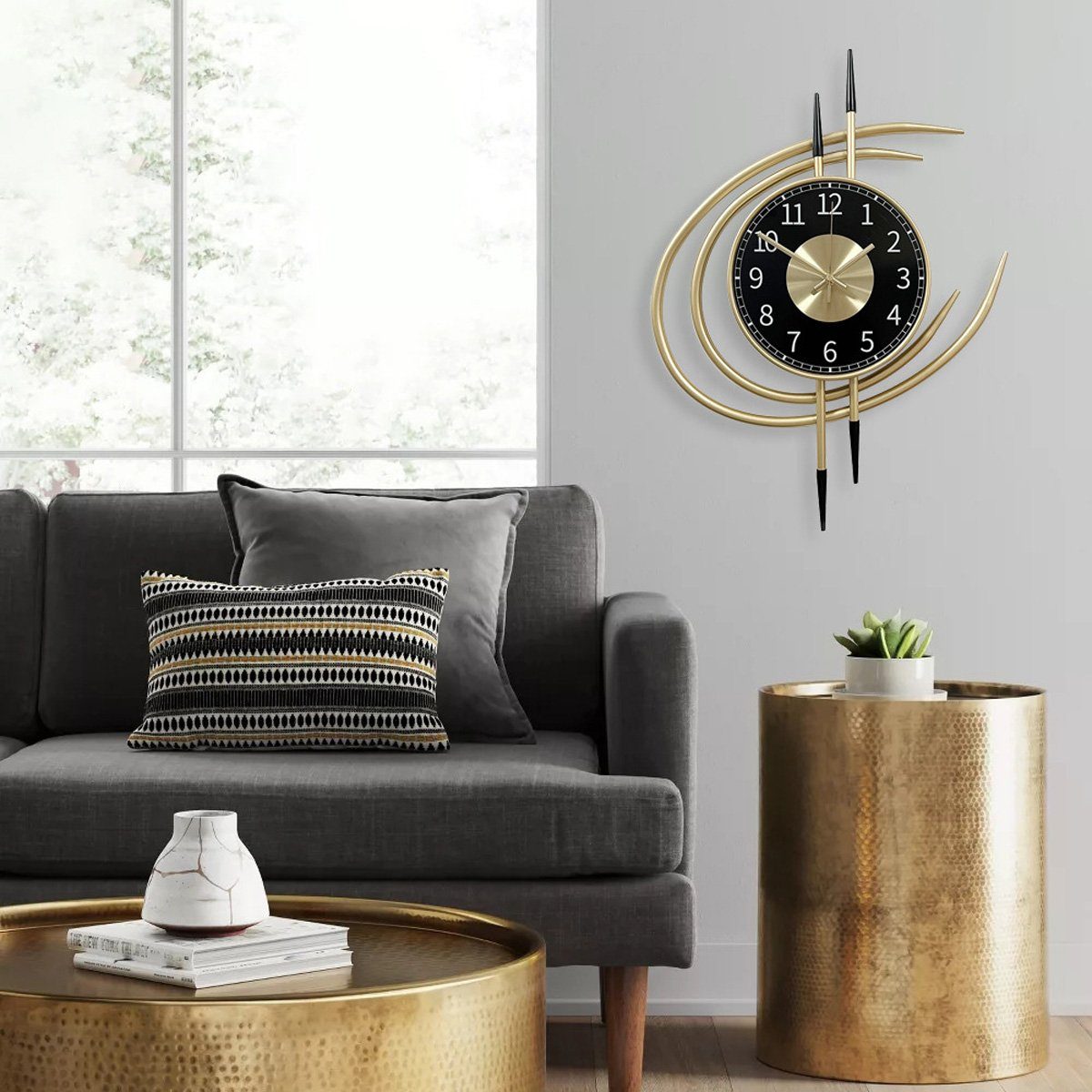 Hikeren Wanduhr Leichte Luxus-Wanduhr, 54*41*4 Stumm Wohnzimmer Hotel Wanduhr