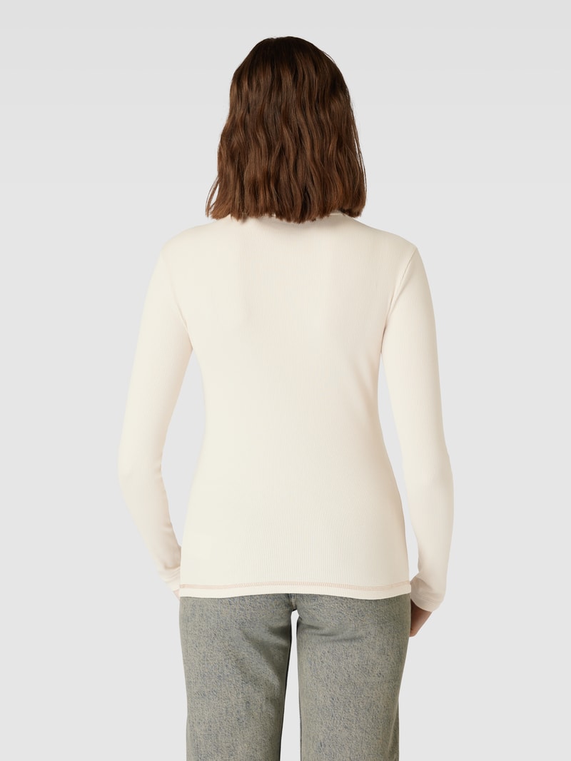 Longsleeve mit Label- und Logo-Stitching Modell 'HERO' in ecru