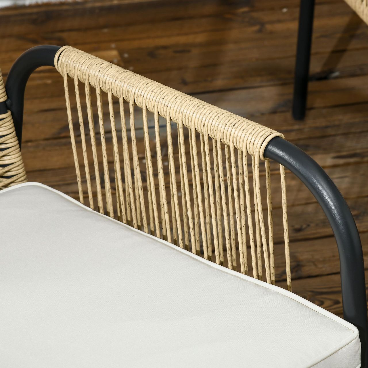 Outsunny Polyrattan Gartenmöbel-Set, Sitzgruppe mit Zwisitzer Sesseln Couchtisch