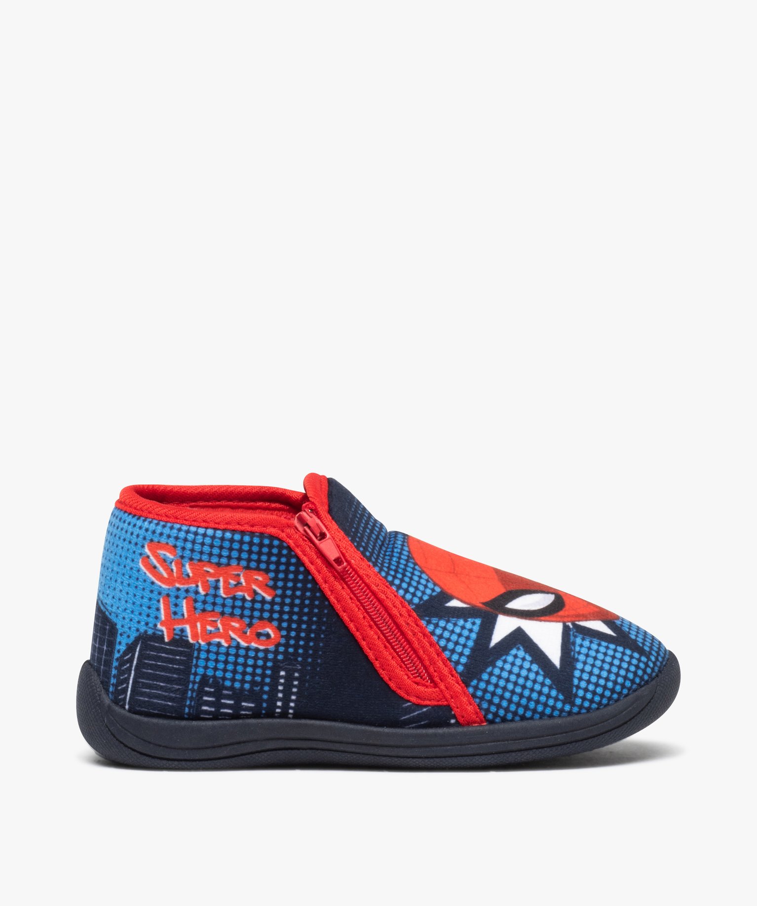 Chaussons bébé Garçon super héros en velours bleu | GEMO