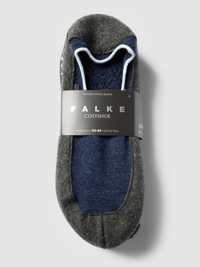 Hausschuhe aus Schurwoll-Mix mit Logo-Detail Modell 'COSYSHOE' in blau meliert