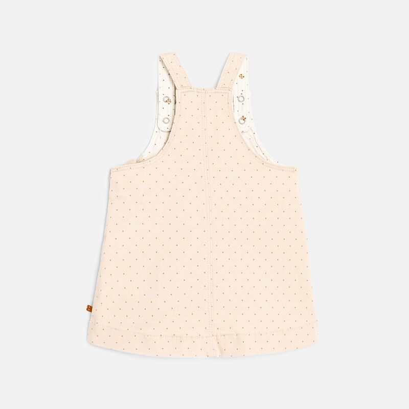 Robe salopette denim à pois blanche bébé fille