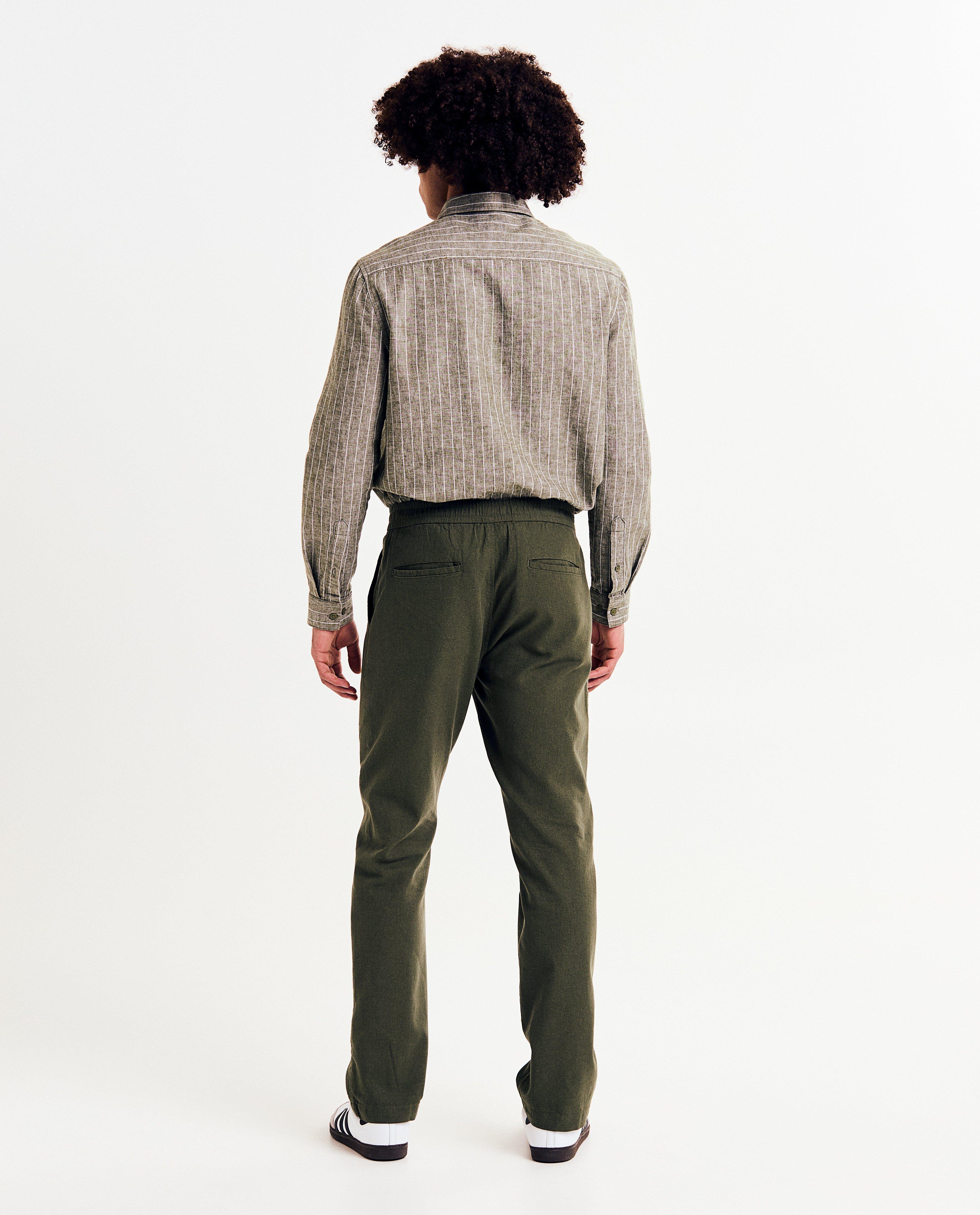Pantaloni de quarterback cu imprimeu de in, croială dreaptă, kaki