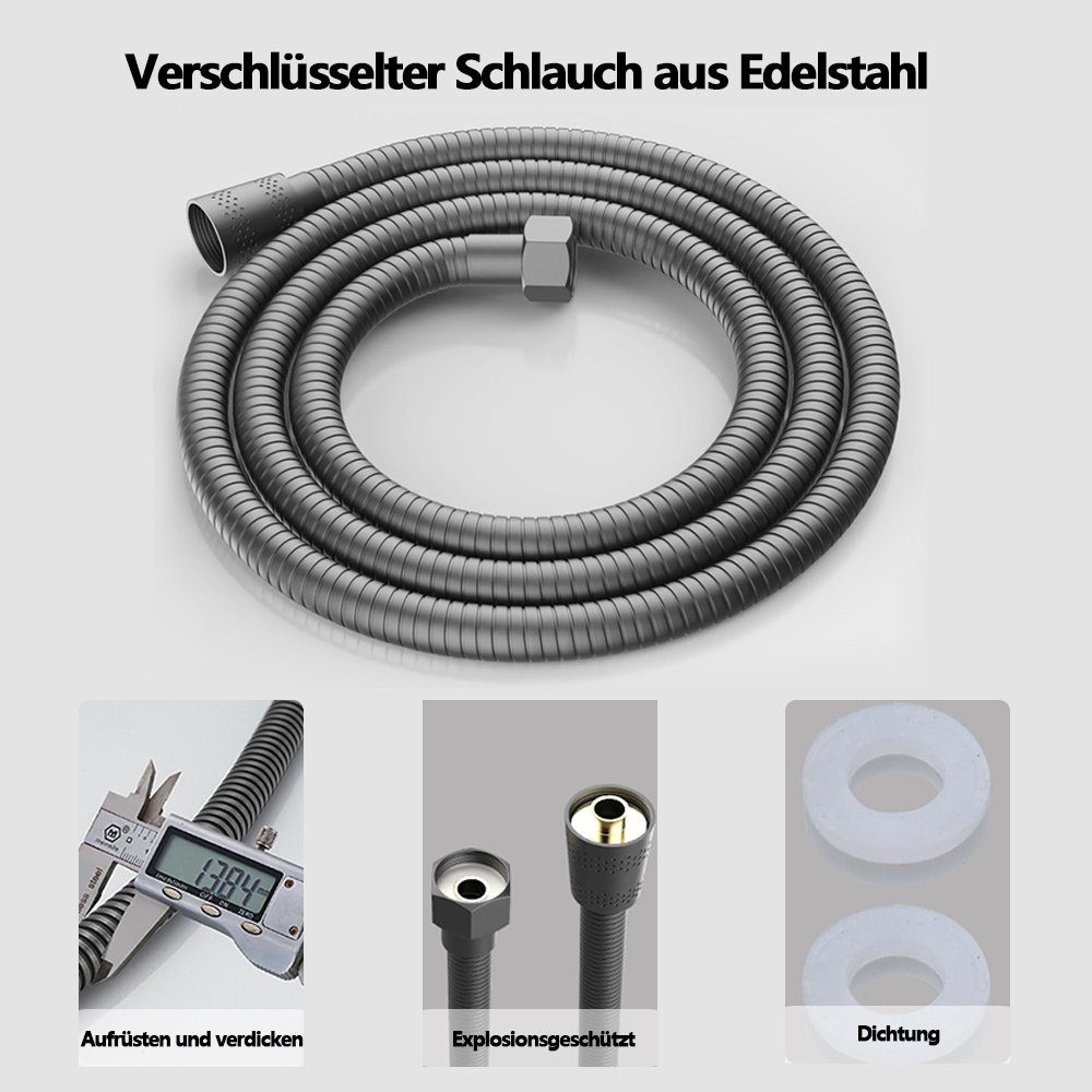 OKWISH Handbrause Duschkopf Sparduschkopf Regendusche Hand Brause Brausekopf Duschbrause, (Massage Dusche Wassersparend Hochdruck Druckerhöhende Duschbrause), 3 Strahlarten mit Filter und Stoppfunktion