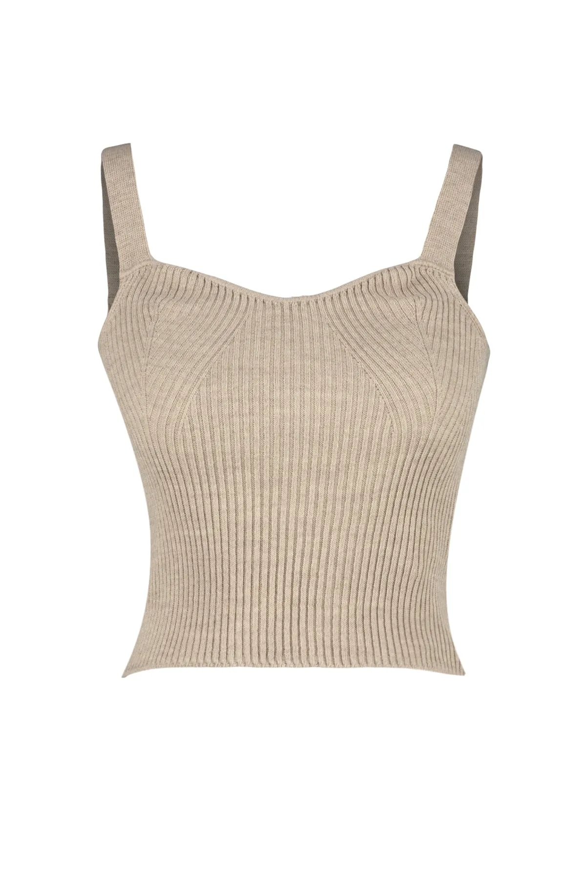 Trendyol Collection  Nerzfarbene Basic-Strickbluse mit Trägern TWOSS23BZ00805