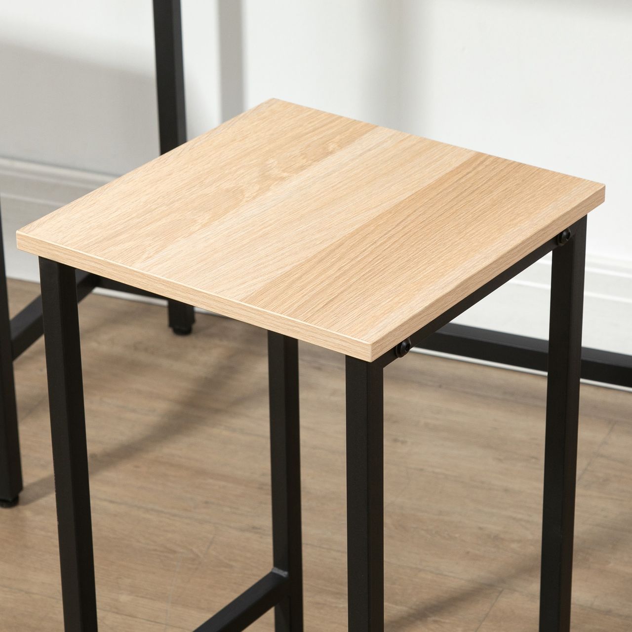 HOMCOM 3-teilig Esszimmergruppe Bartisch mit 2 Stühlen Spanplatte Naturholz