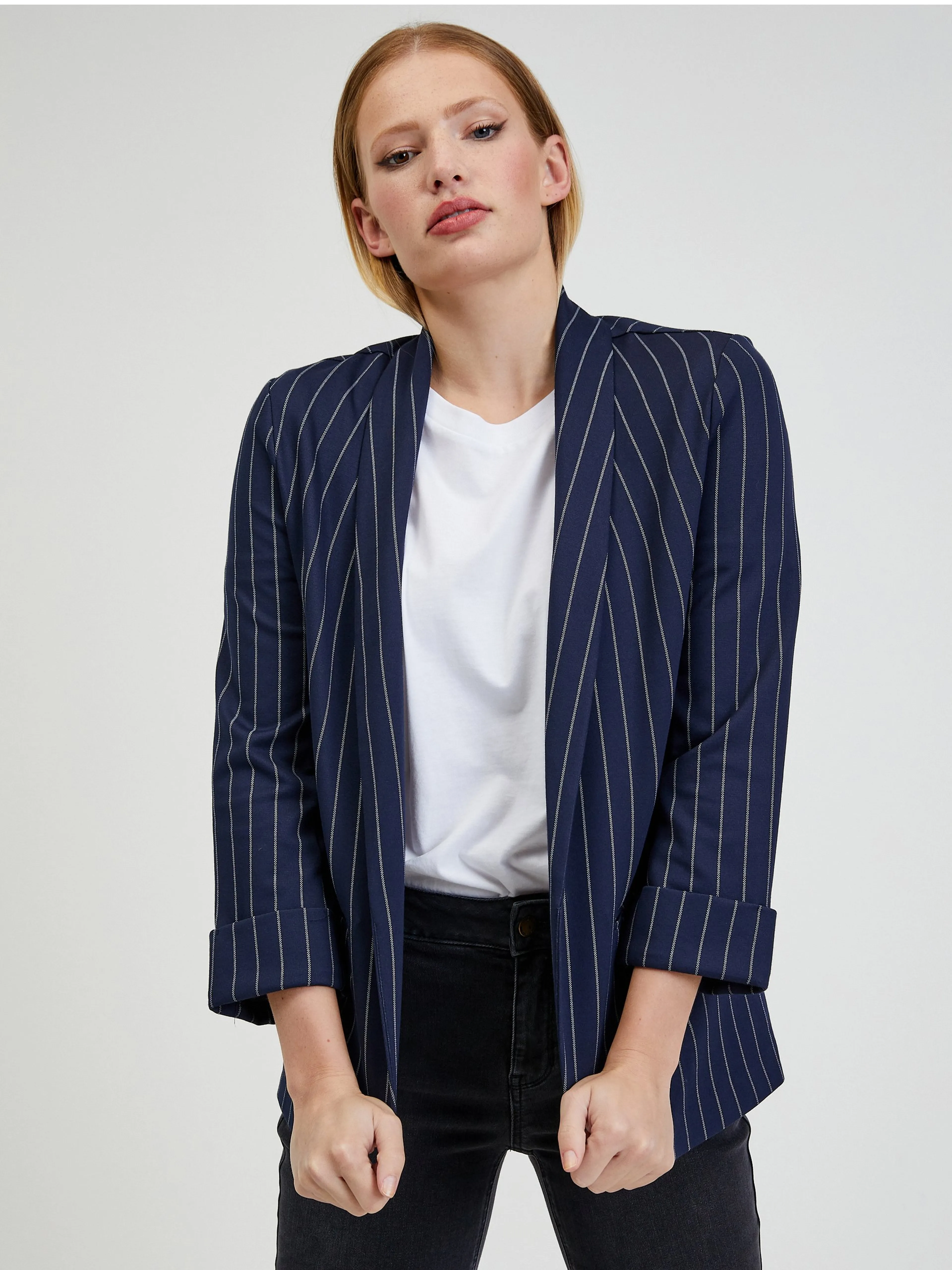 Dunkelblau gestreifte Damenjacke ORSAY