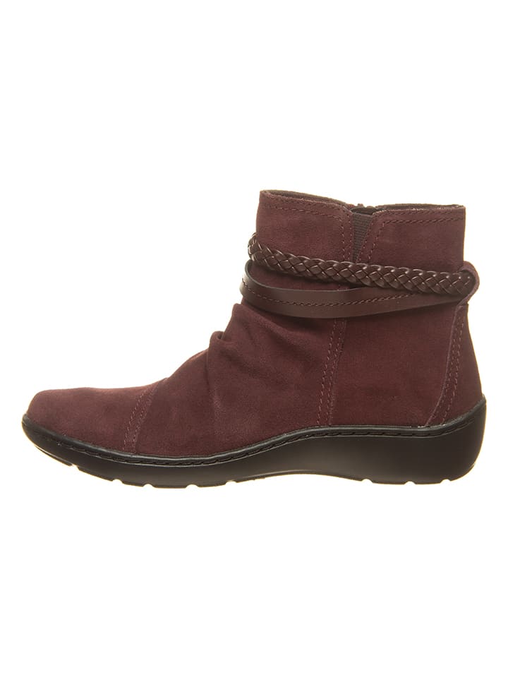 Clarks Leder-Ankle-Boots in Bordeaux günstig kaufen