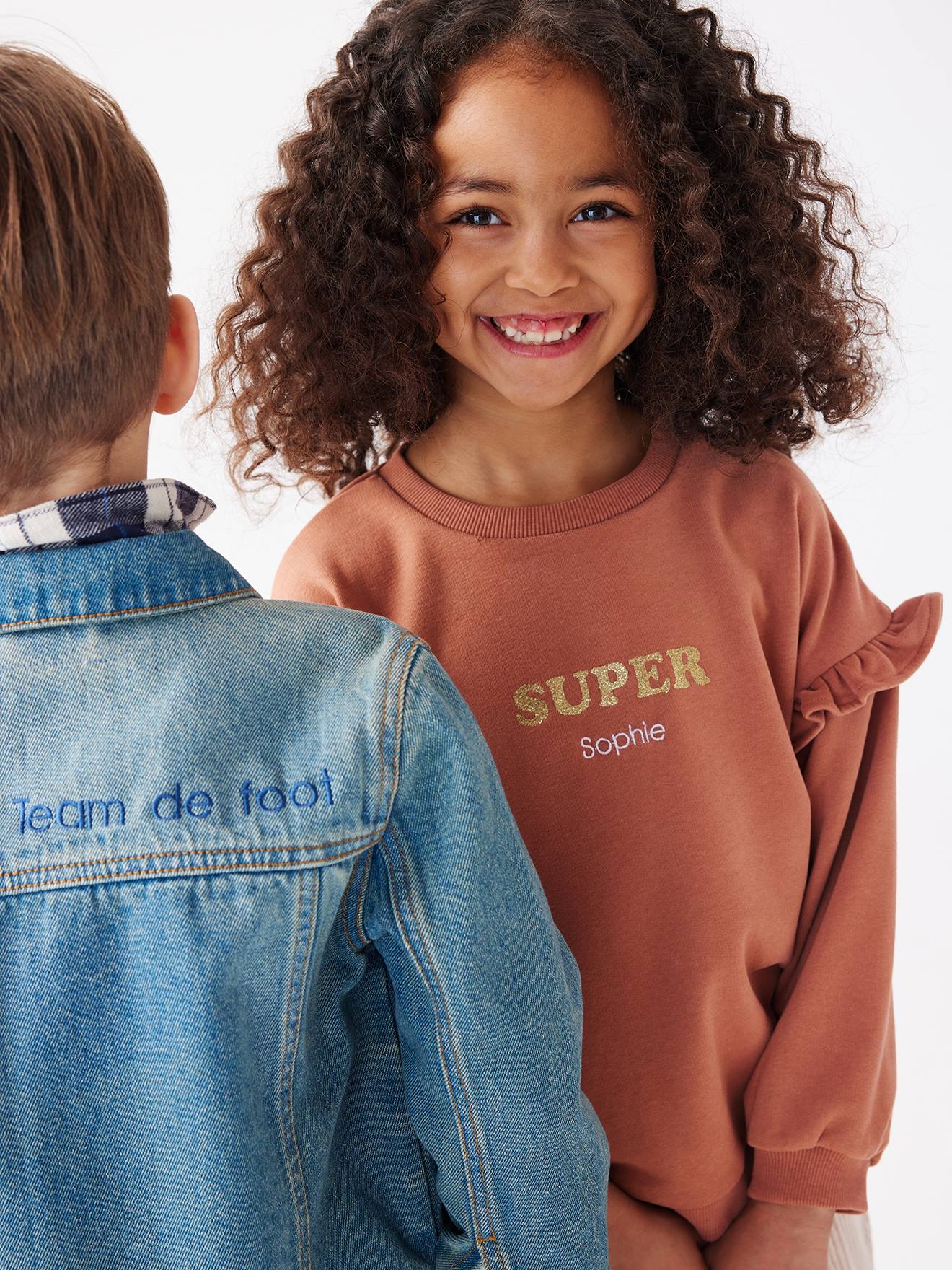 Sweat à volants personnalisable fille pêche