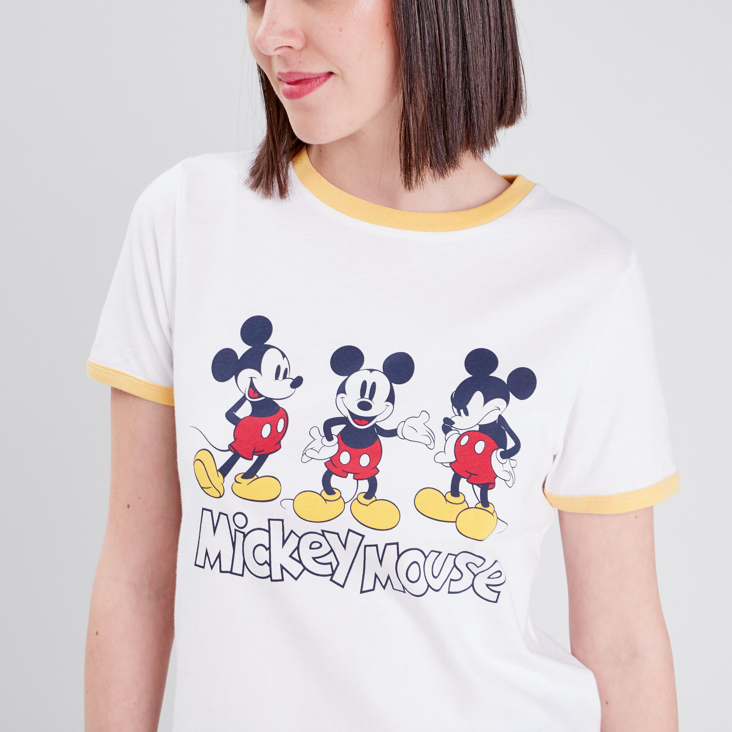 T-shirt manches courtes Mickey ecru femme | Cache Cache
