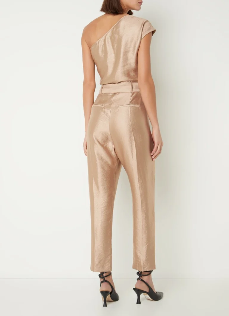 Aaiko Livea tapered fit cropped satin jumpsuit with tie belt