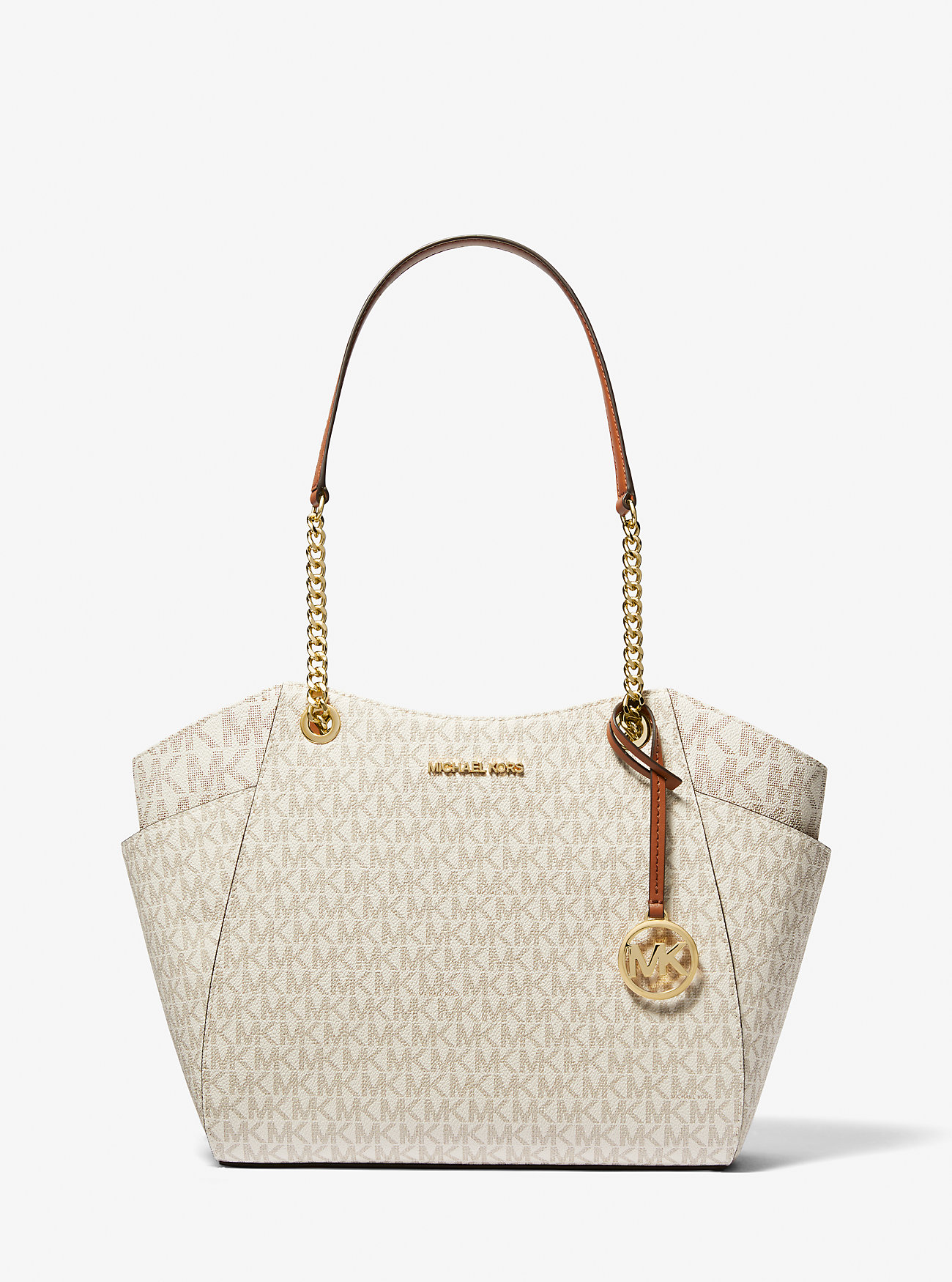 Jet Set Stor Skulderveske Med Signaturlogo – VANILLA