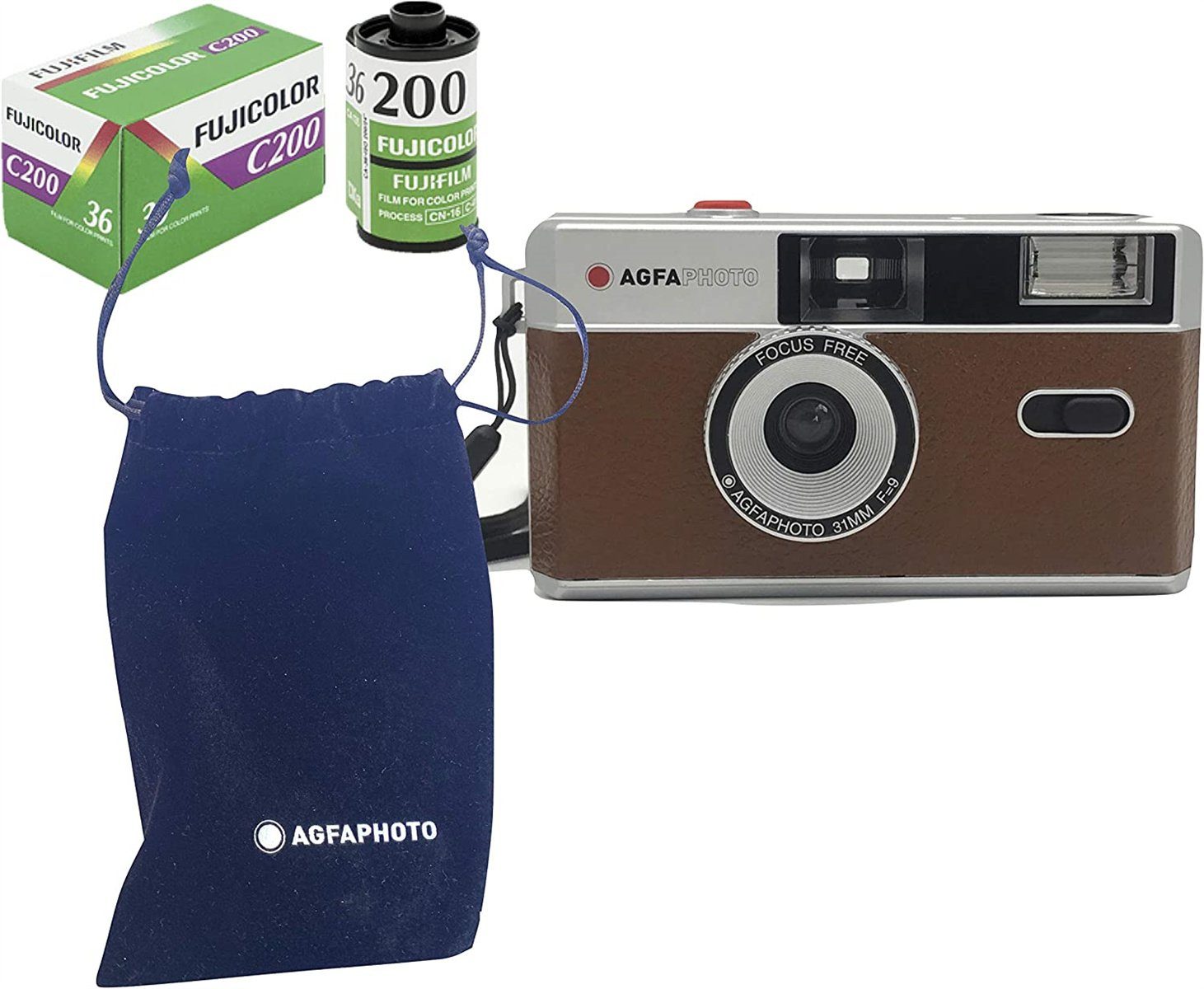 AgfaPhoto AgfaPhoto Set: Analoge 35mm Foto Kamera brown Kompaktkamera