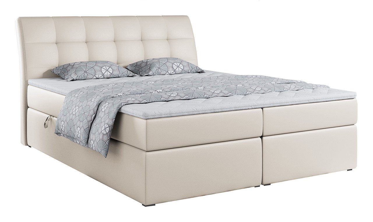 MKS MÖBEL Boxspringbett DIEGOS, Bett mit Bettkasten und Kopfteil, Polsterbett mit Multipocket-Matratze