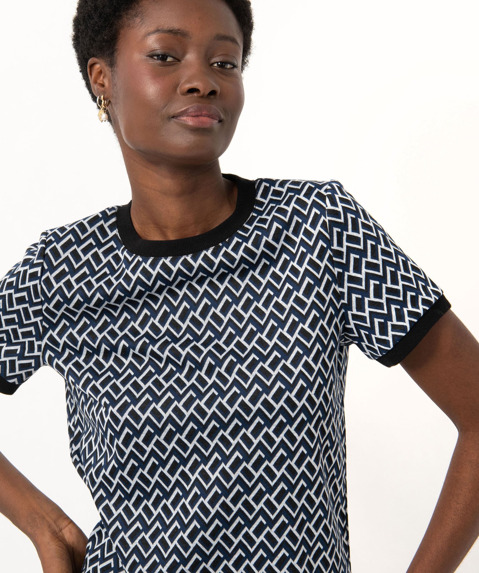 Tee-shirt à manches courtes imprimé femme bleu | GEMO