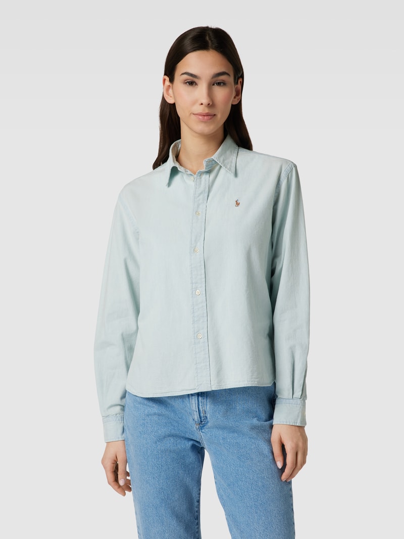 Jeansbluse mit Hemdblusenkragen in jeans