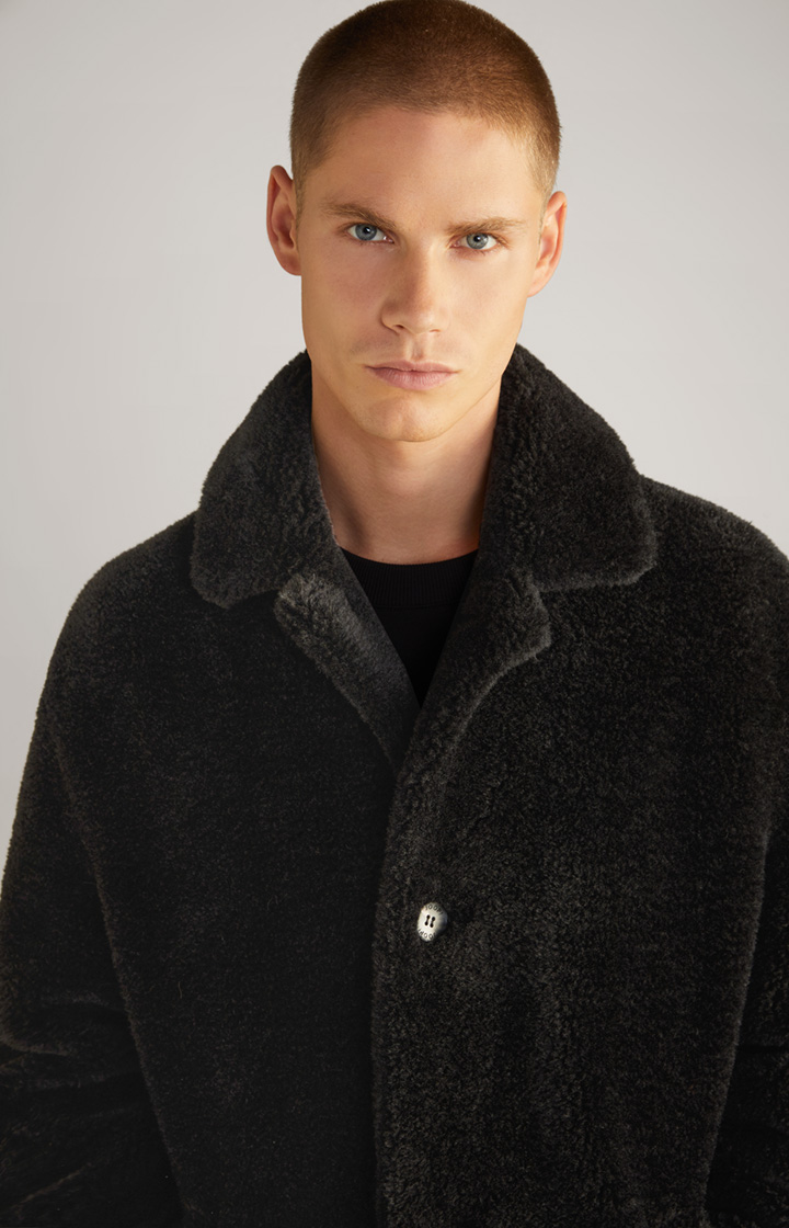 Unisex-Teddyfellmantel in Schwarz