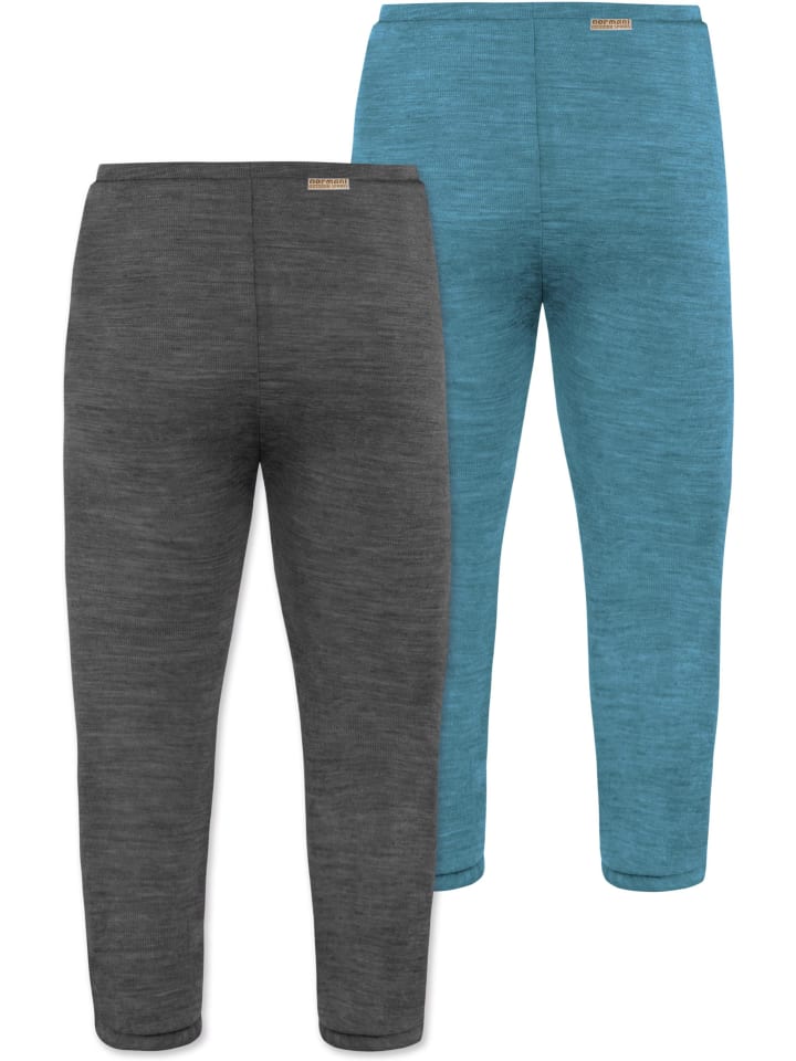 Normani Outdoor Sports 2er Pack Baby Merino Unterhose mit Füßen in Blau/Anthrazit günstig kaufen