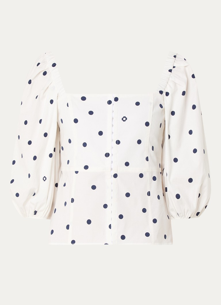 Maje off-shoulder top with polka dot print and balloon sleeves